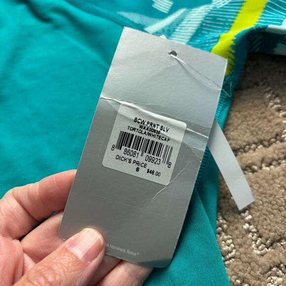 Reebok Cold Weather Compression Shirt Women's S Teal Blue Long Sleeve Mock Neck - Picture 5 of 9